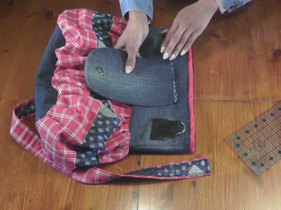 India - Upcycled Denim Boho Bag PDF Sewing Pattern, Ruffled, Beaded Trim (Instant Download)