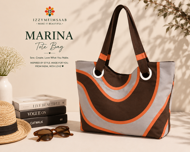 Marina Tote Bag PDF Sewing Pattern | Cut N Bind Appliqué Tote (Instant Download)